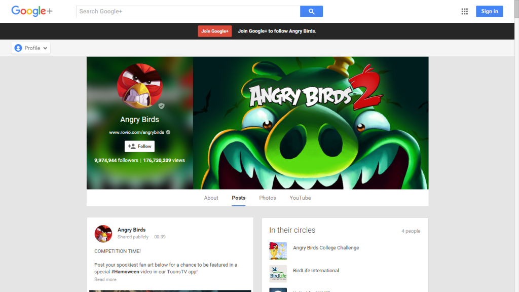 The 10 Most Popular Google Plus Pages You need To Follow-Angry Birds