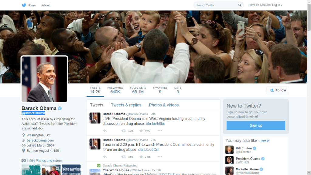 Top 20 Most Followed Twitter Accounts-Barack Obama