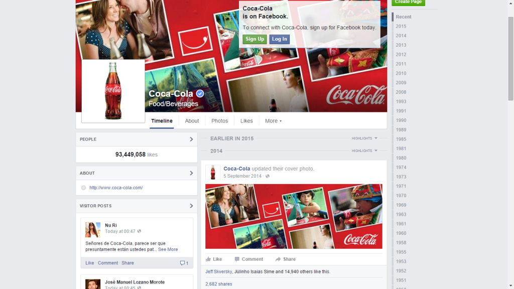 Top 10 Facebook Pages-Coca Cola
