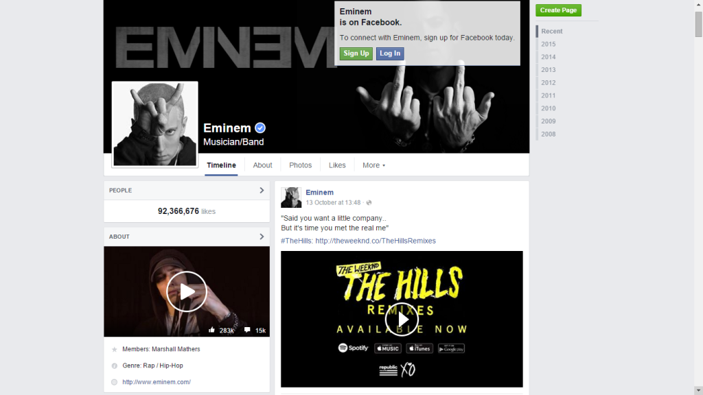 Top 10 Facebook Pages-Eminem