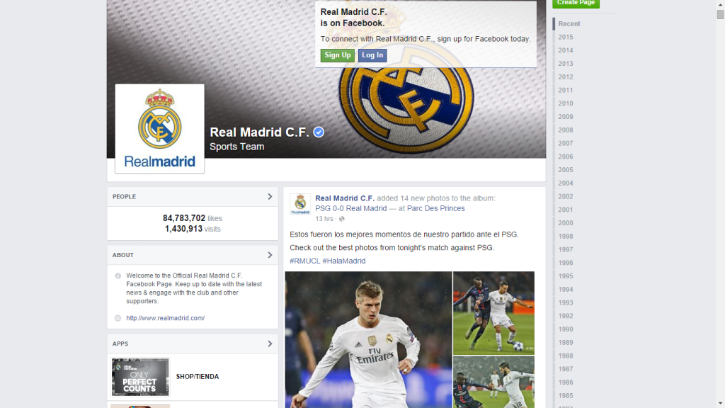 Top 10 Facebook Pages-Real Madrid C.F
