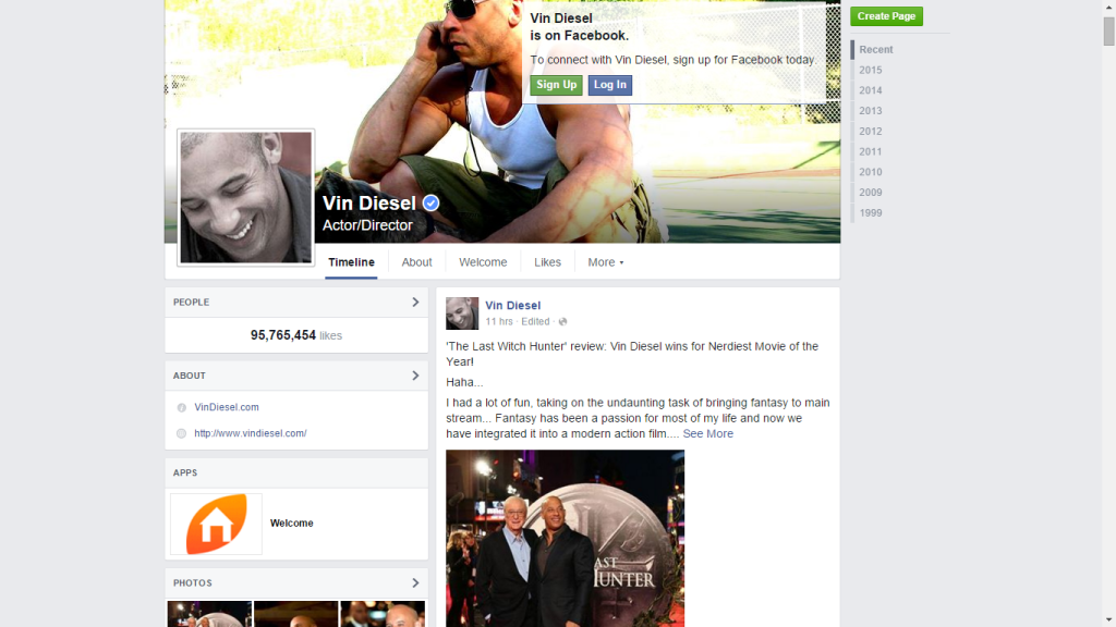 Top 10 Facebook Pages-Vin Diesel